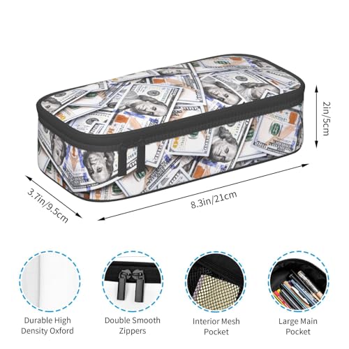 Image of Money Novelty Us Dollar Cash Pattern Pencil Case Organizer Big Capacity Pencil Pouch Stationery With Zipper School Supplies Pencil Bag For Girls Boys Office, j56tsd