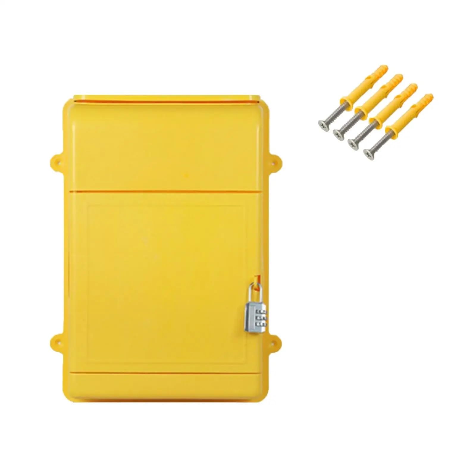 Wall Mounted Letterbox Wall Mounted Mailbox with Combination Lock Letter Box Multipurpose 34.5x26x10cm Ballot for Home Office(Yellow)