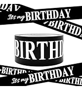 XWADJCD Birthday Caution Tape 2'' x 164ft, It's My Birthday Tape Black Color Flagging Tape Indoor...