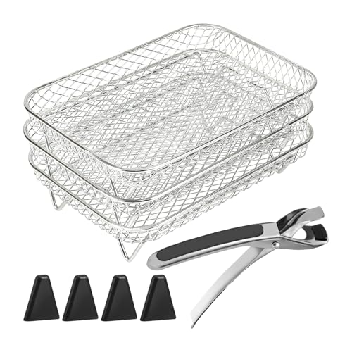 Ratch de parrilla de freidora de aire, estante de aerodintería - Accesorios de freidora aérea,Cocina de acero inoxidable reemplazo de reemplazo de reemplazo de electrodomésticos apilables múltiples pa