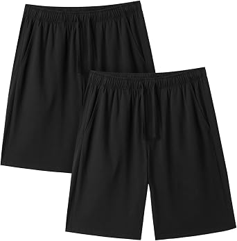 LAPASA Mens Pajama Shorts 2 Pack Super Soft Knit Sleepwear Lounge Pants PJ with Drawstring and Pockets Lightweight M93