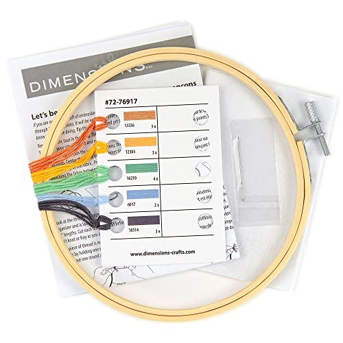 Image of Dimensions 72-76917 Mod Rainbow Embroidery Needlepoint Kit for Beginners, 6 inch D, Multicolor, 5pcs