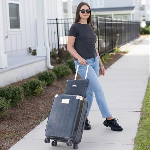 Image of BlueHills Premium Soft Long Travel Blanket Pillow for Tall Airplane Flight Blanket Throw in Soft Bag case with Hand Luggage Belt & Backpack Clip Compact Pack Large Blanket Grey Gray T052