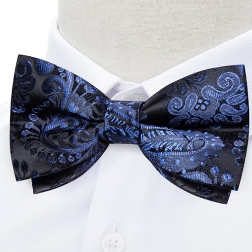 Corbatín paisley preanudado para hombre boda seda miniatura 4