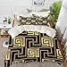 Produktbild Bettwäsche 3 Teilig Bettgarnitur,Geometrischer Mäander Schwarz und Golden Griechenland Griechische Fliesen Gold,Gemütlich Mikrofaser Bettbezug Set 1 Bettbezug Set 135 x 200 cm + 2 Kissenbezug 50x80 cm