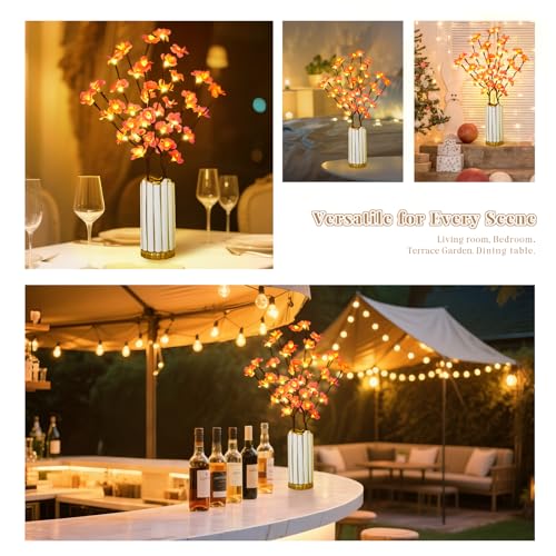 BomKra 2Pcs Cherry Blossom Branches Lights,30in Cherry Blossom Fairy Lights Decor Gift with 40 LED, Battery Powered, Valentine's Day Decorations Indoor for Vases Wedding Party Home Indoor Decor - image 4