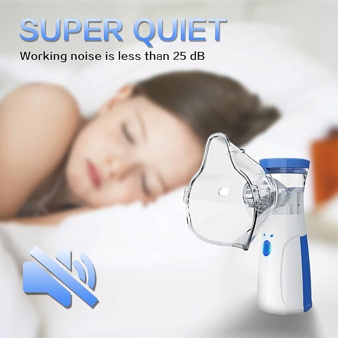 Image of [RECHARGEABLE] Portable Mesh Nebulizer for Adults & Kids | Handheld Inhalation Machine | Ultra-Fine Mist Nebulization | Low Noise Device for Home & Travel Use