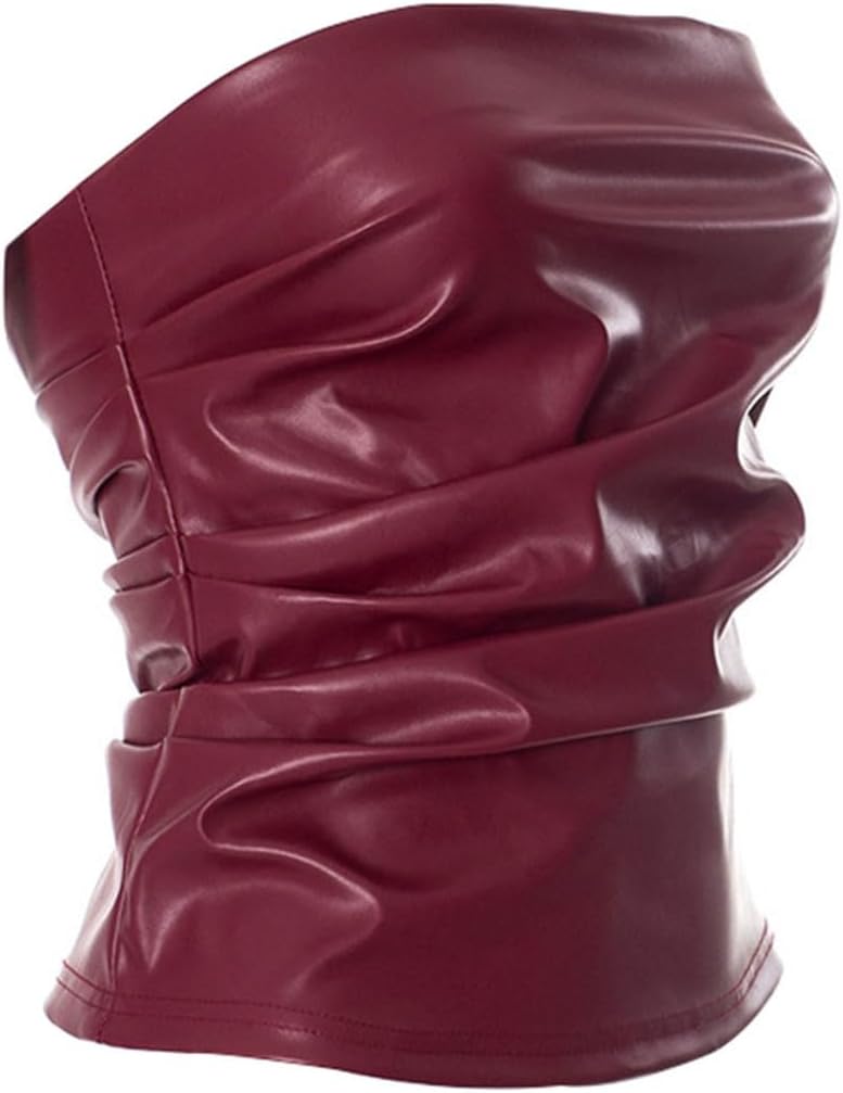 PU Leather Tube Top Strapless for Women Sexy Bandeau Vest Ruched Bustier Crop Top Streetwear - Image 4