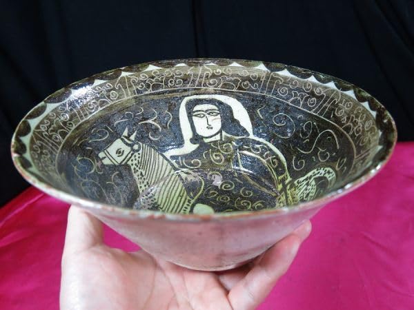 Amazon.co.jp: c白地単彩騎馬人物文鉢大アフガニスタン15世紀遺跡