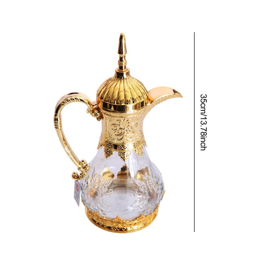 Gralara Coffee Tea Pot Glas Teekanne Kaffeekaraffe Teekessel mit Exotischem Muster Und Einfach zu Reinigen für Haushalt Büro Party Restaurant Camping Reisen, Gold