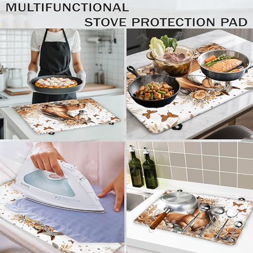 Image of Electric Stove Top Cover,Lovely Horse Stove Cover for Glass Top Electric Stove,Glitter Flower Butterfly Heat Resistant Flat Top Stove Mat Countertop Protector, 28 x 20 Inch