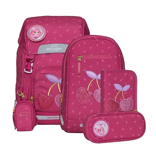 Beckmann, Schulrucksack-Set Classic Cherry, 6-teilig, Grundschule, ergonomisch, inkl. Regenüberzug, 22L