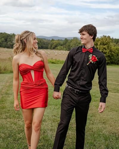 Satin Homecoming Dressse for Teens Keyhole Strapless Mini Party Dress PU2972