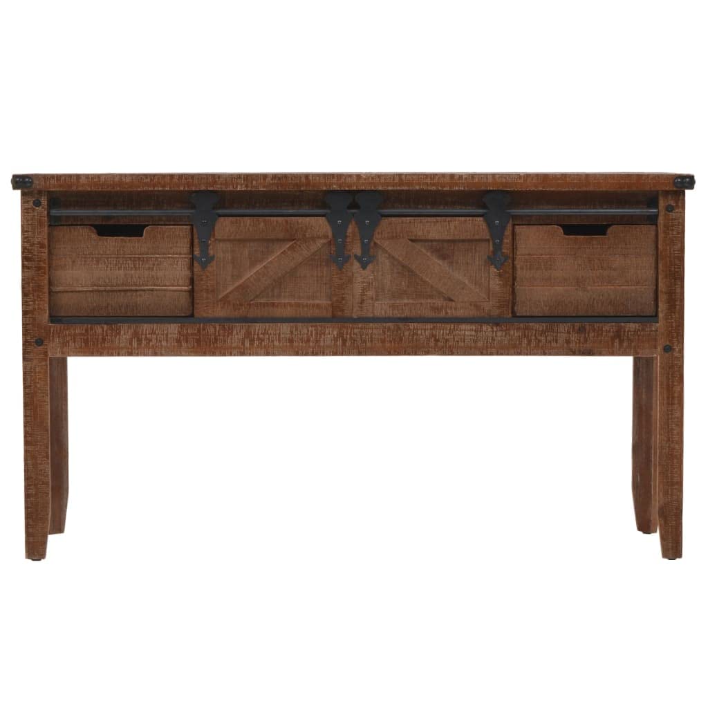 Mesa Consola de Madera de Abeto Maciza marrón Mesa Consola Clásica de Madera Maciza con Riel Deslizante y Estilo Vintage 131x35,5x75 cm