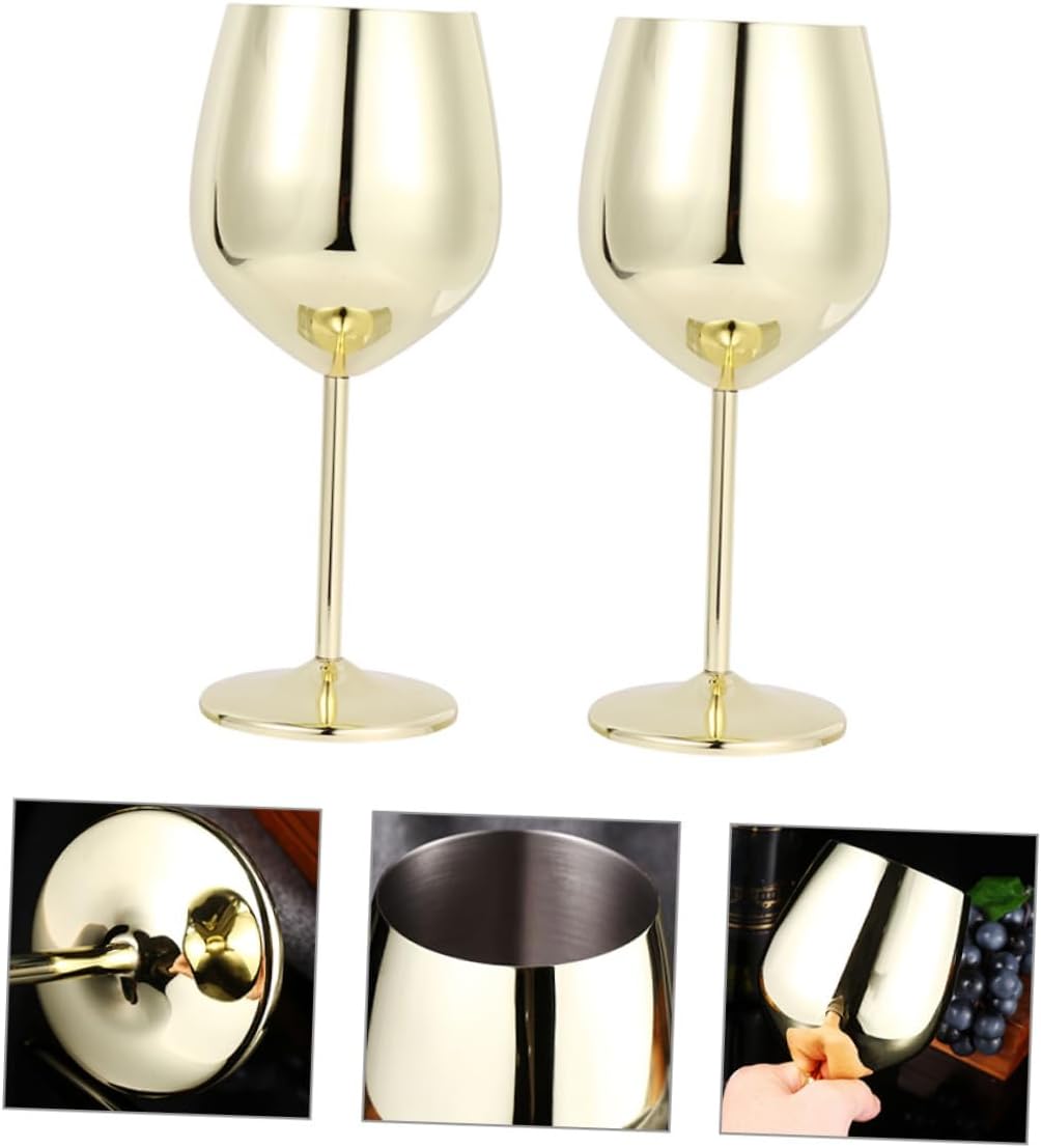 2pcs Stainless Steel Unbreakable Goblet Wine Glasses Stylish Stemmed Drinkware for Wine Outdoor Gatherings and Parties Reusable and Elegant Design