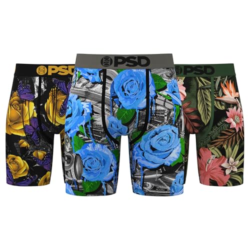 PSD Men's Blooming Rose 3-Pack Boxer Brief, Multi, S