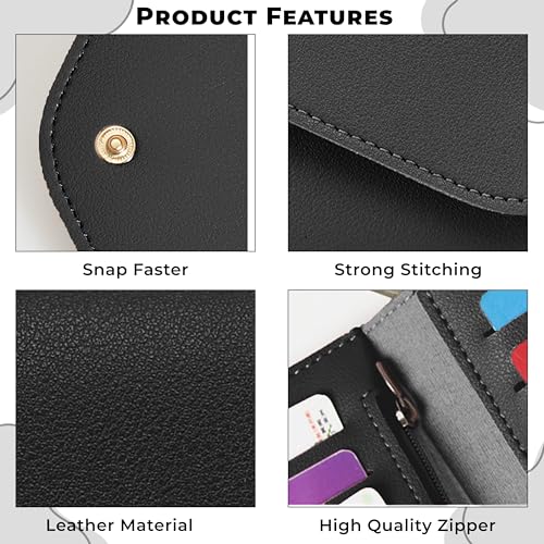 Image of Kraptick Women's Wallet -Stylish and Compact Purse Clutch Wallet for Women, Stylish Card Coin Holder, Debit Card Holder, Money Organizer and Travel Wallet for Women with 13 Slots (Black)