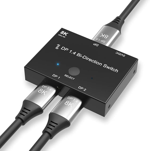 CableDeconn DisplayPort 8K DP 1.4 Switch Bi-Direction 8K@30Hz 4K@120Hz Splitter Converter for Multiple Source and displays.