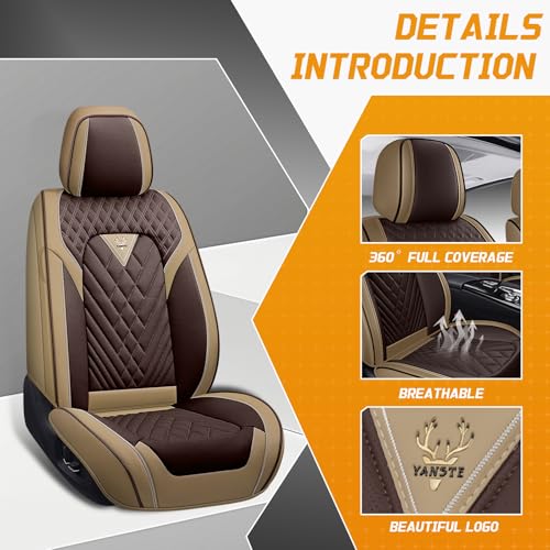 Image of Fit for Toyota RAV4 Seat Covers Full Set 2008-2026 | Nappa Leather Seat Covers for RAV4 Full Set, Airbag Compatible, Full Coverage Seat Protectors, Easy Install(Brown /Curry)