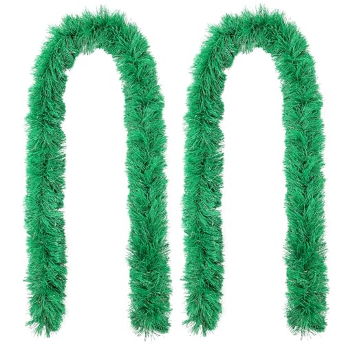 Feathers Boas Artificial Fluffy Boas 5 Ft Decoration for DIY Crafts Wedding Costume Christmas Party Supplies (Green 2PCS)