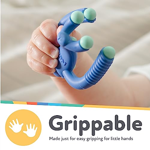 Image of Nuby Geo Zoos Massaging Teether - Baby Teething Toy - Soft Easy Grip - 3+ Months - Blue Gorilla