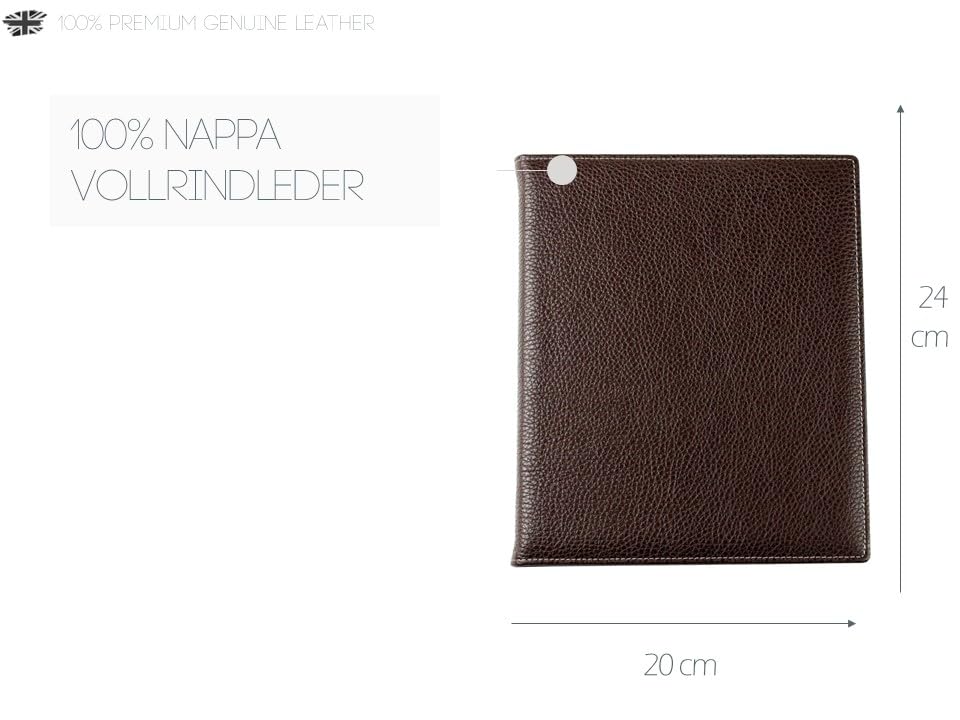 DELMON VARONE - Personalisierbares Gästebuch gebunden in Premium Leder Soft Grain braun - Blanko Buch mit Hardcover Einband & Merkband zum selbstgestalten für Hochzeit, Taufe, Geburtstag & Geburt