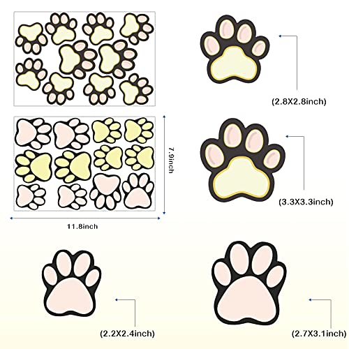 Mesu 22 Pcs Paw Print Luminous Decals Glow In The Dark Cat Dog Footprint Decorative Stickers Kids Room Ceiling Decor Paw #TOP4
