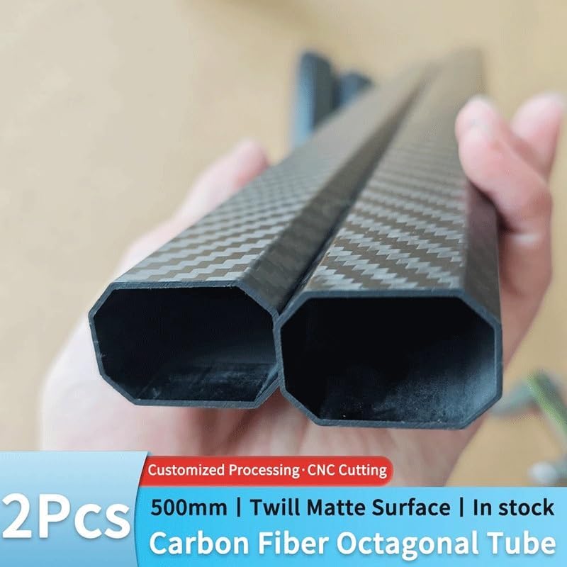 2pcs Carbon Fiber Tube 30x20x500mm Composite Materials Twill Matte Pipe, for Plant Protection Machine Arm Parts(30x20x500x1.5mm)