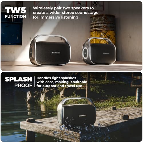 Image of Zebronics 2026 Launch 60W Bluetooth Speaker, Upto 6Hrs Playback, Dual 78mm Drivers, Dual Passive Radiators, Multicolor LED Light, TWS, BT v5.3, USB, AUX, Type-C (Sound Feast 270, Grey & Orange)