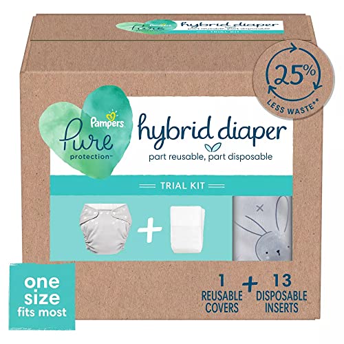 Image of Pampers Hybrid Diaper Trial Kit - (1) Reusable Cloth Diaper Cover + (13) Disposable Inserts - One Size 0-30 Months, 14 Count