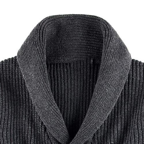 Mens Shawl Collar Sweaters Cardigan Cable Knit with Pockets Cardigan Button Down Knitted Sweaters2