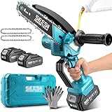 SEESII Chainsaw 6 Inch Mini Electric Chainsaw Cordless Battery Powered, 2026 Upgraded Hand Held Saw with 2x2000mAh Battery for Wood/Trees Trimming, Chain Saw Gift for Men Dad Husband Fathers Gardener