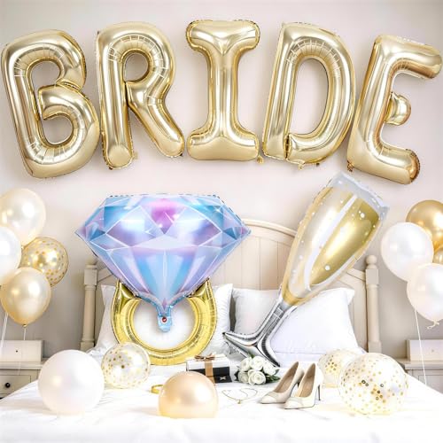 Ballons dorés clairs 101,6 cm bague de fiançailles diamant pour future mariée et EVJF