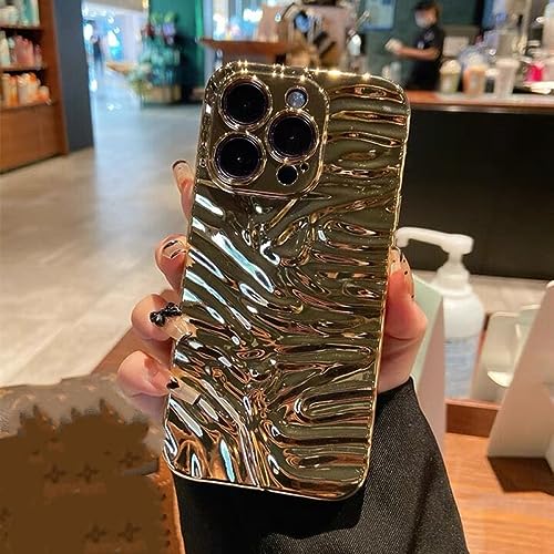 Coque iPhone 13 Pro anti glisse et anti traces design laser 3D plaqué or mat
