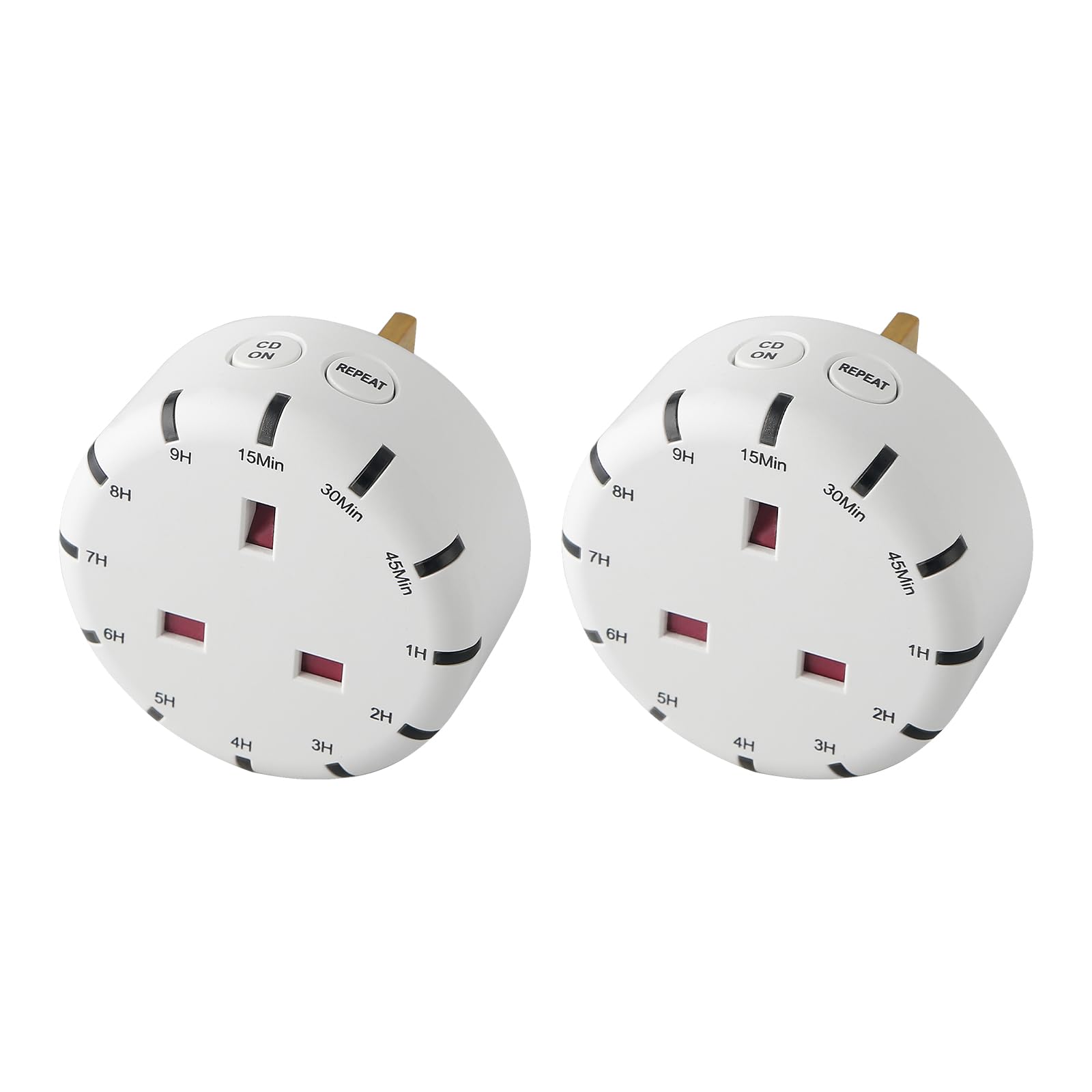 Digital Countdown Timer, Indoor Timer Plug Socket UK, 12 setting programs and Daily Repeat Feature, Maximum Load 13A 3120W, Round, 2 Pack