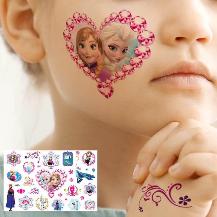 Miniatura 5 de 10 hojas de tatuajes de princesa temporales para niños, tatuajes faciales de princesa, tatuajes falsos para niños, tatuajes de tatuajes, tatuajes