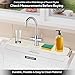 24 Inch Silicone Faucet Mat for Kitchen Sink Splash Guard & Draining Tray Sink Protector with Soap & Sponge Holder White (Purest Peak)