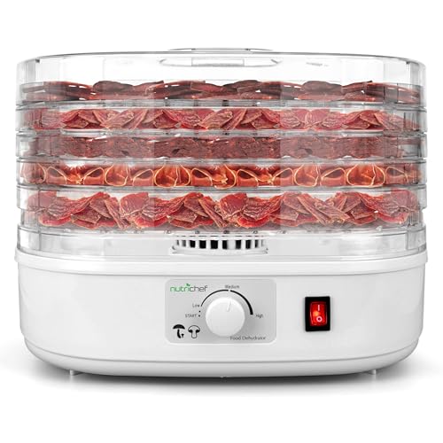 NutriChef Deshidratador de alimentos eléctrico con 5 bandejas, Para frutas, Verduras, Carne, Beef...