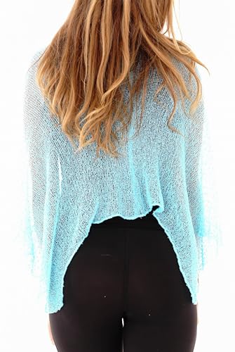 Image of SHU-SHI Womens Sheer Knit Poncho Shrug Lightweight Cover Up One Size Fits Most