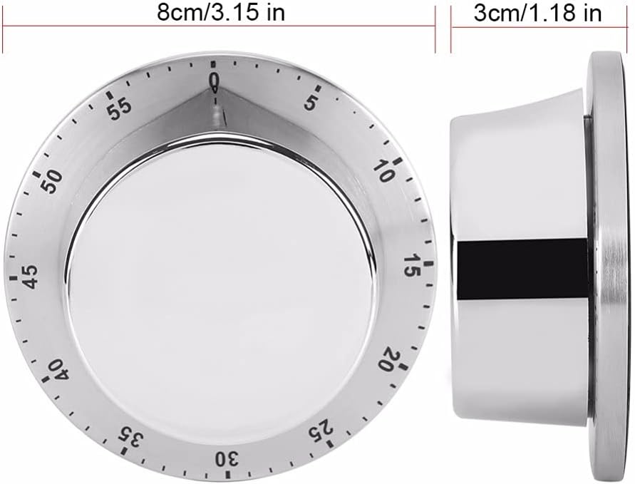 Stainless Steel Kitchen Timer with Magnetic Base Manual Mechanical Cooking Countdown Tools Gadgets