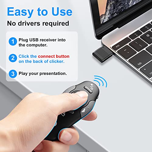 wireless presentation clicker for powerpoint presentations usb dongle presenter remote with laser pointer slide clickers for macwindowslinux computerlaptop google slidepptkeynote