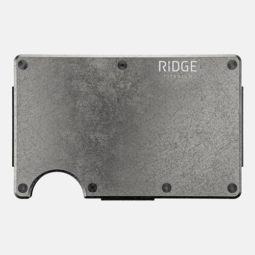 Image of Ridge Wallets - Slim Minimalist Front Pocket Wallet for Men, RFID Card Holder, Stonewashed Titanium, Hex Ridge