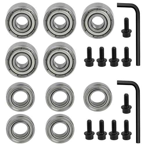 RowGlow 10 pièces roulement pour fraise 4,76x9,52 + 4,76x12,7mm avec vis et outil, roulement à billes pour fraise à affleurer defonceuse, pour tours,...