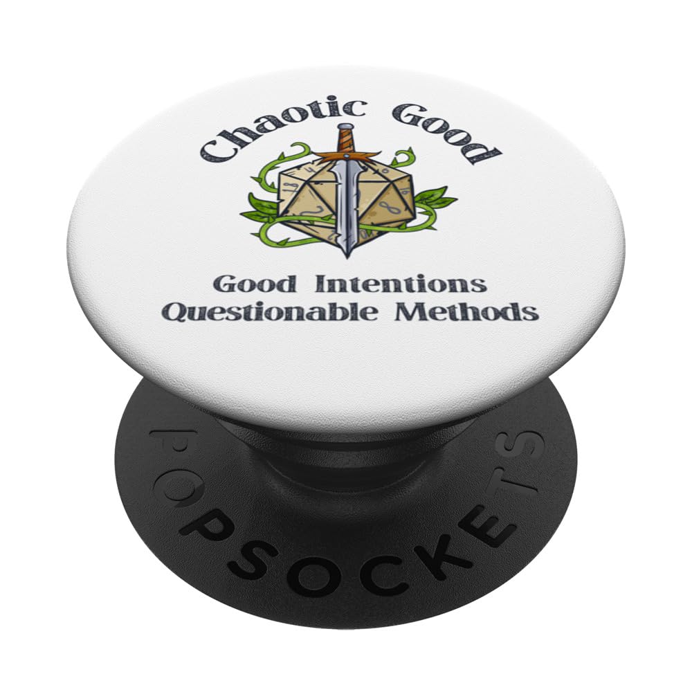 Chaotic Good Good Intentions Questionable Methods, Funny D20 PopSockets Adhesive PopGrip