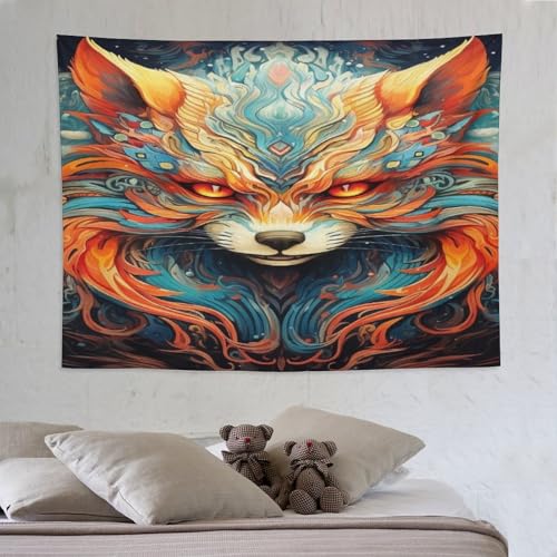 Tapisserie renard pour masquer un mur vide avec esthétique 3D
