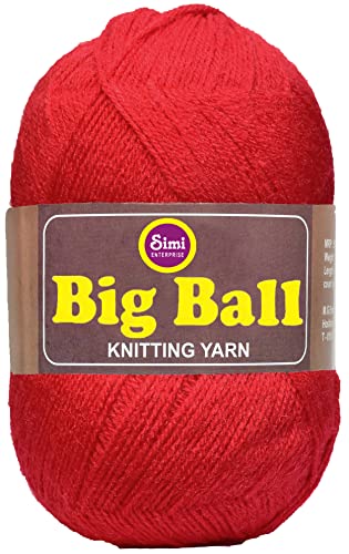 Image of Big Ball Candy Red (600 gm) Wool Ball Hand Knitting Wool /Art Craft Soft Fingering Crochet Hook Yarn, Needle Knitting Yarn Thread dyeU U VA