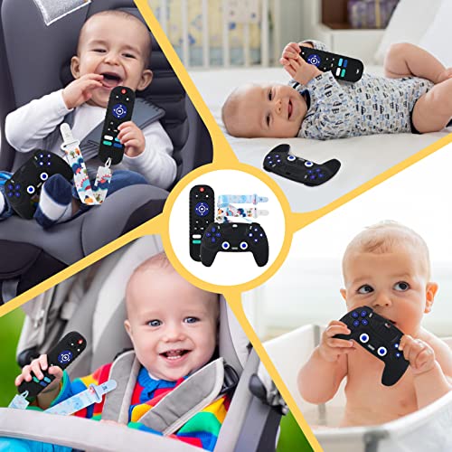 Thooke Remote Teether For Baby, 2Pcs Silicone Teething Toys For Infant Toddler 0-12 Months, Game Control Chew Gel Gifts For Newborn Kids/Boy/Girl, Bpa Free Freezable Relief Molars Gums Pain #TOP6