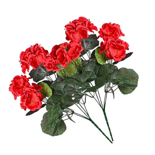 Geranios Artificiales, Juego de 2 Plantas realistas para Exteriores, centros de Mesa Decorativos, Exquisita decoración del hogar para Sala de Estar, Dormitorio, Estudio