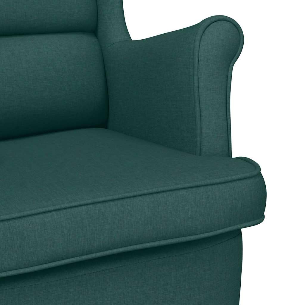 vidaXL Silla Mecedora de Tela Verde Oscuro 74x90x102 cm, Silla, sillón de salón, Silla de Relax, sillón, Asiento de salón, Mecedora, Silla de Relax