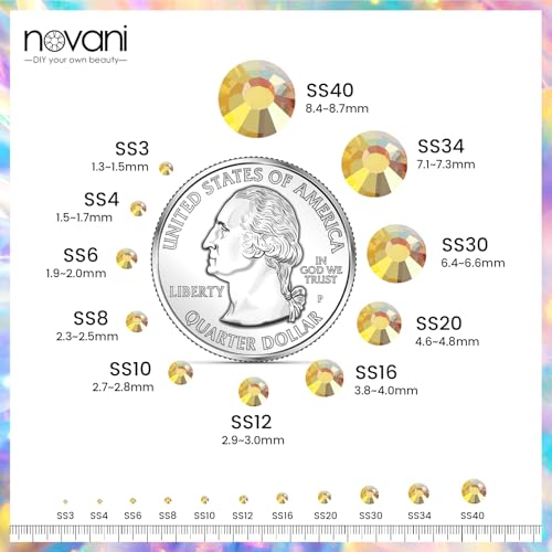 Image of Novani Rhinestones 1440Pcs Flatback Crystal Round Loose Gemstones Glass Rhinestones for Crafts Makeup Nail Art Clothes Shoes DIY Decorations(SS16, 3.8-4.0mm,MetalSunlight)